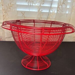 Red metal wire basket bowl